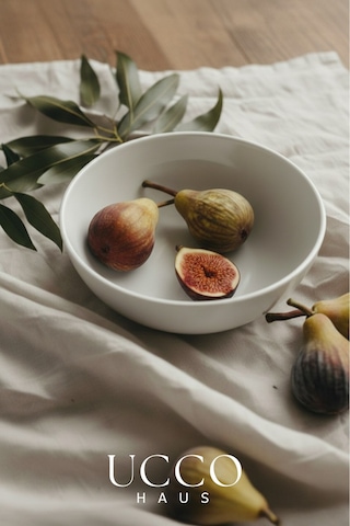 21 Cm Porselen Artisan Salata Meyve Sunum Kasesi - Yemek Makarna Tabağı beyaz