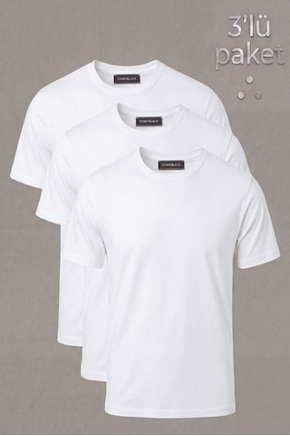 Tonny Black 3'lü Paket %100 Pamuk Beyaz T-shirt Erkek Beyaz T-shirt Tbtshrt100