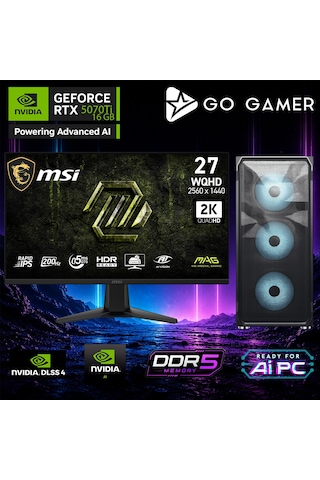 Go Gamer AE883D R9-9900X3D 64 GB 2 TB SSD RTX5070Ti 16 GB 27" Free Dos Oem Paket Masaüstü Oyuncu Bilgisayarı