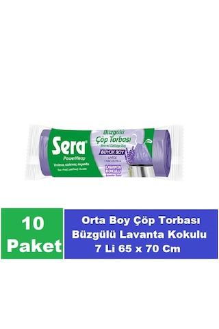 Sera Çöp Torbası Büzgülü Lavanta Kokulu Boy 65 X 70 Cm 10 X 7 Li