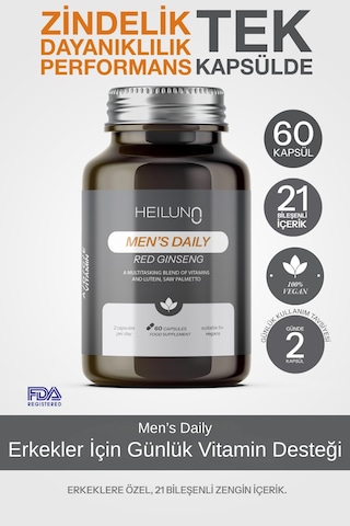 Men S Daily Multivitamin 60 Kapsül Red Ginseng, Likopen & Saw Palmetto İle Enerji Ve Güç Desteği