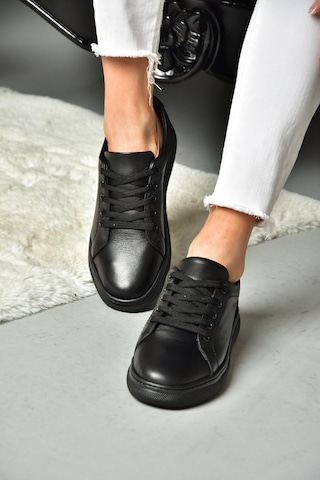 Fox Shoes P555460903 Siyah Hakiki Deri Spor Ayakkabı Sneakers Siyah