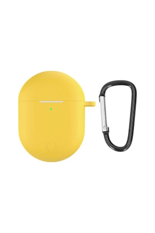 Koodmax Xiaomi Redmi Buds 3 Pro / Airdots 3 Pro Uyumlu Silikon Kılıf + Metal Kopça - Sarı