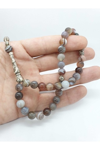 Sertifikalı Bostwana Akik Doğal Taş Tesbih 8 Mm