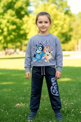 Bluey Desenli Lila Renk Kız Çocuk Eşofman Takım Lila