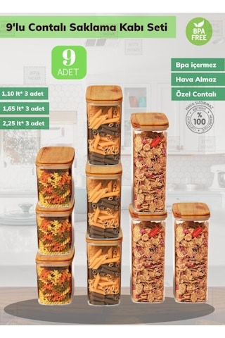 9 Lu Erzak Saklama Kabı Seti Bpa Free Bakliyat Kutusu Şeffaf