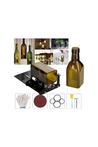 Paslanmaz Çelik Cam Şişe Kesme Düzeneği Aksesuarlar Dahil 001 A Ahşap Ahşap