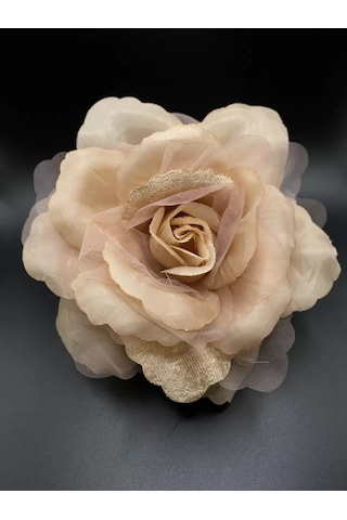 Amely Rid Orta Boy Kumaş "gül Çiçeği" Dekoratif Toka Broş 189684306 Bej