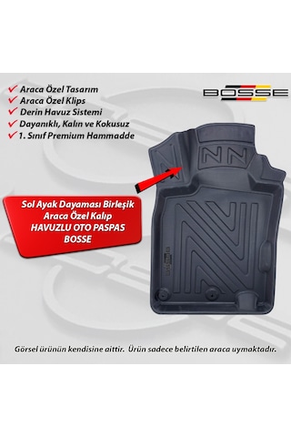 Nissan Qashqai Paspas Araca Özel 2013 - 2021 BOSSE 3D Havuzlu Oto Paspas