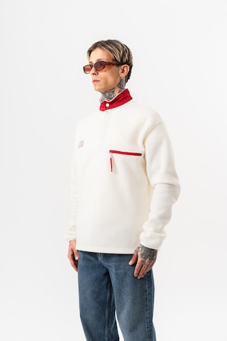 Respire Erkek Düğme Detaylı Oversize Polar Sweatshirt Ekru