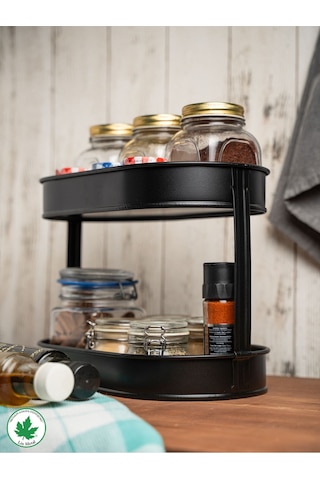 İki Katlı Metal Baton Mutfak Ve Banyo Düzenleyicisi Organizeri Ln1254 - Siyah Siyah