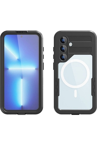 Ardemix Galaxy Uyumlu S24 Plus Magsafe Şarj Özellikli 1-1 Su Geçirmez Kılıf - Siyah Siyah