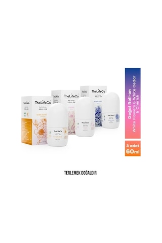 TheLifeCo Doğal Roll-on Deodorant Cherish 60 ML + White Cedar 60 ML + White Flowers 60 ML