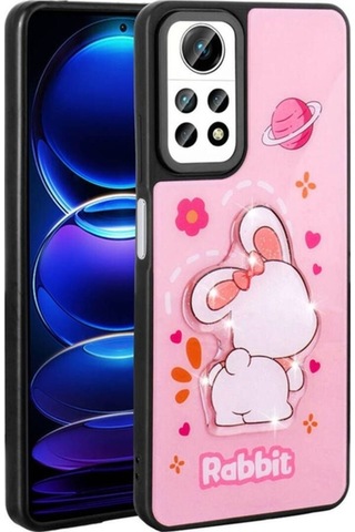 Xiaomi Redmi Note 12 Pro 4g Kılıf Parlayan Kabartmalı İkonik Figürlü Zore Amas Silikon Kapak Pembe