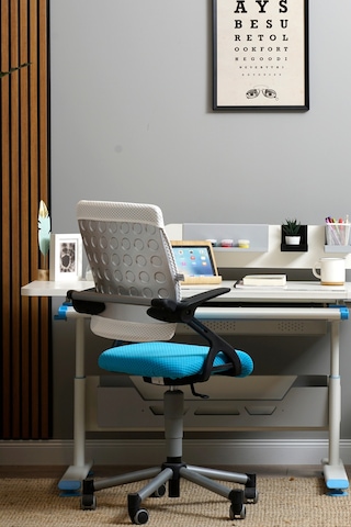 Creo Mobili Yükseklik Ayarlı Vega Plus Çalışma Sandalyesi, Ofis Ve Bilgisayar Koltuğu Beyaz/mavi Gri