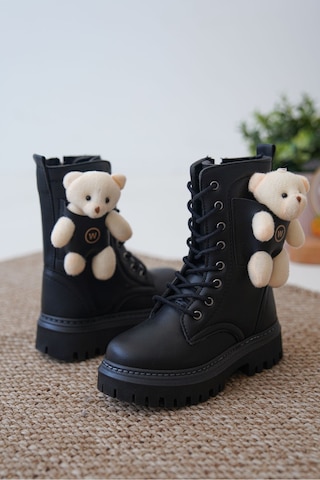 Daxtors D006 Günlük Ortopedik Ayıcıklı Kız Çocuk Botu Siyah