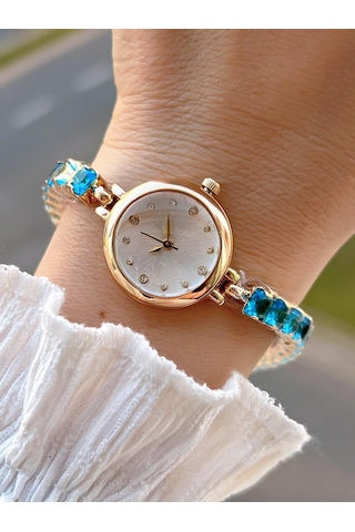 Coliseum Çelik Ve Taşlı Kordon Vintage Seri Küçük Kasa Özel Tasarım Kadın Kol Saati Sp.8933.m2 Sarı