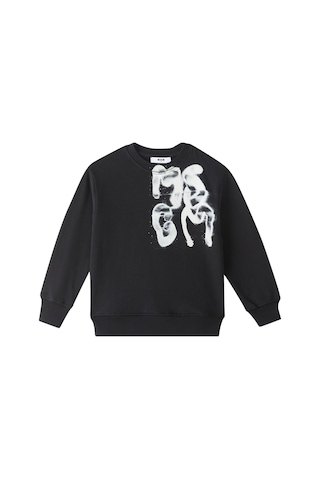 Msgm Çocuk Grafik Logolu Pamuklu Sweatshirt Siyah