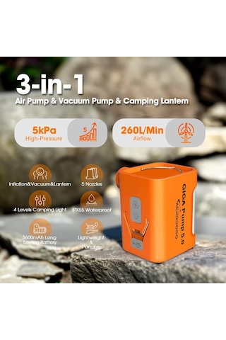 Aerogogo Gıga Pump 5.0 / Ultra Hızlı Şişirme &amp Vakum Pompası, Led Işıklı 260 L/dk, 5 Kpa Diğer