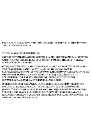 3.5kva 3.5kw 3500 Watt Tam Sinüs Akıllı H.v.110a Mppt İnverter 24vdc-220vac 3500 W İnvertör