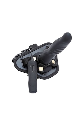 Erofoni Ultra Lüks Titreşimli 20 CM Teknolojik Belden Bağlamalı Siyah Zenci Penis