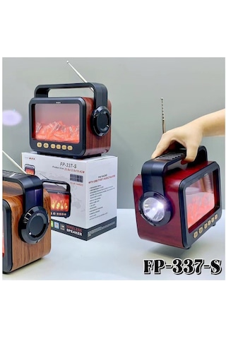 Solar Panelli Şömine Nostaljik Görünümlü Bluetooth Hoparlör Ve Fenerli Mp3 Çalar Radyo Müzik Kutusu