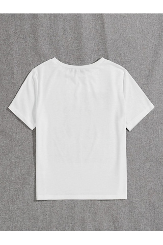 Kadın Beyaz Oversize Floral Baskılı T-shirt Beyaz-67224