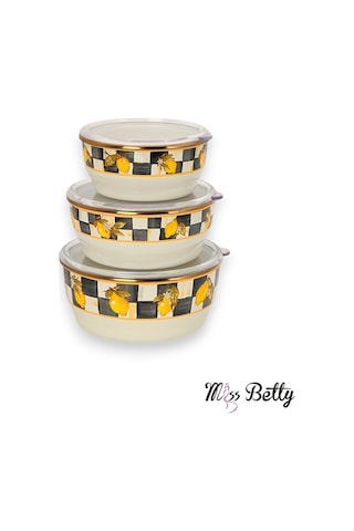 Miss Betty Linda Emaye Saklama Kabı 14-16-18 CM 3'lü Renkli
