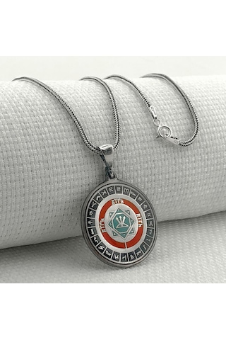 Takıhan Oğuz Kağan Mührü 925 Ayar Gümüş Türk Boyları Simgeli Kolye Gümüş