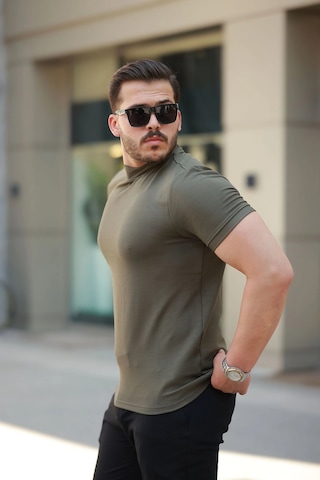 Vexor Erkek Ince Çizgi Dokulu Kısa Kollu Tişört Haki