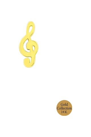 So Chic Minimal Altın Serisi 14 Ayar Sarı Altın Melodi Figürlü Tragus Piercing