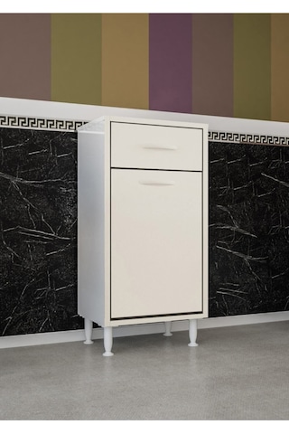 Çok Amaçlı Dolap Sepetli Kirli Çamaşır Dolabı Raflı Mutfak Dolabı Banyo Dolabı Beyaz