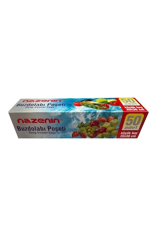 Nazenin Düz Kilitsiz Şeffaf Küçük Boy Buzdolabı Yemek Gıda Poşeti Torbası 5 x 50'li 20 x 30 CM