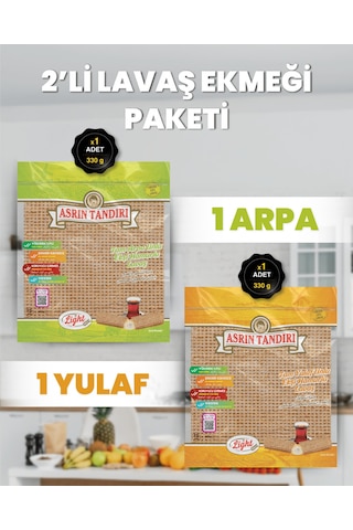 2'li Paket 1 Paket Ekşi Hamurlu Yulaf Lavaş Ekmeği - 1 Paket Ekşi Hamurlu Arpa Lavaş Ekmeği