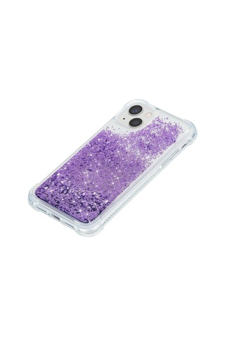 İphone Uyumlu 15 Quicksand Glitter Pullar Telefon Kılıfı Tpu Düşmeye Dayanıklı Arka Kapak - Mor