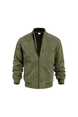 Edwardest Erkek Süet Bomber Fermuarlı Hırka Ceket Yeşil