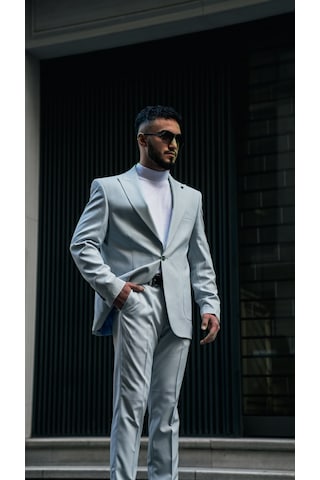 Dupont Classics Dupont Erkek Slim Fit 6 Drop Sivri Yaka Torba Cep Çift Yırtmaç Takım Elbise Mine Mavisi