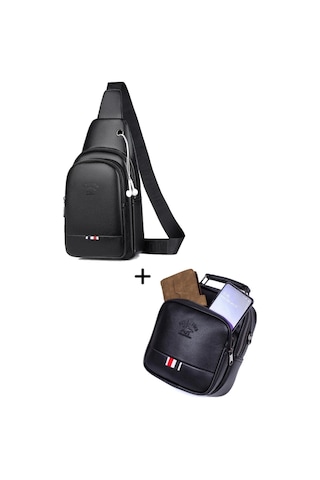 Newish Polo Erkek Bodybag Göğüs Çapraz Çanta Ve El Omuz Çantası New130 Siyah - Bronz