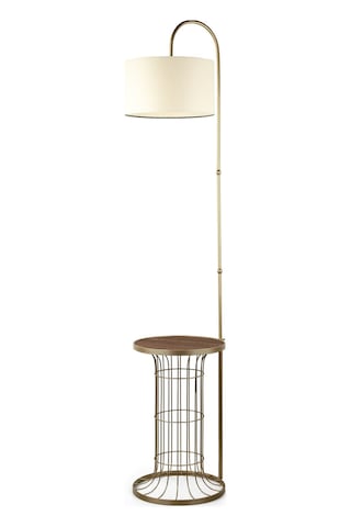 Cemre Sehpa Lambader Eskitme Ceviz Ahşap Krem Şapka