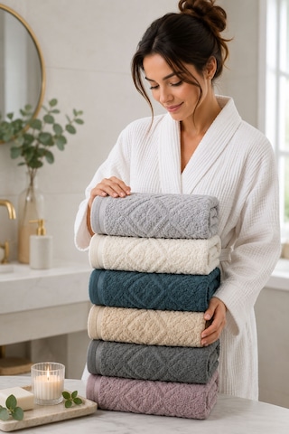 6 Lı El Yüz Havlu Seti %100 Pamuklu Kısmi Kadife Velvet Collection Antrasit