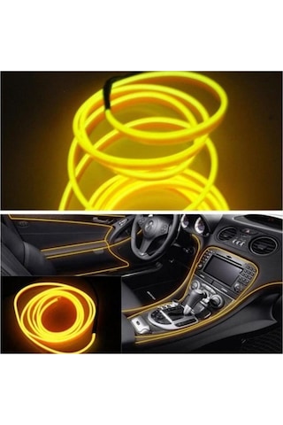 Araç İçi Torpido Şerit Ledi Renkli İp Neon Led 2 Metre Sarı