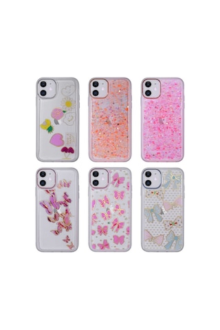 Zore Apple iPhone 11 Uyumlu Figürlü Desenli Işıltılı Sert Omsy Sos Kılıf-no1
