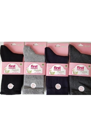 First Kadın Dikişiz Soft Yıkamalı Pamuklu Şeker Çorabı 12'Li Çok Renkli