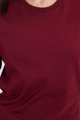 Tudors Kadın Slim Fit Dar Kesim Pamuklu Yumuşak Doku Likralı Esnek Kumaş Basic Bordo Bisiklet Yaka Tişört-37834 Bordo