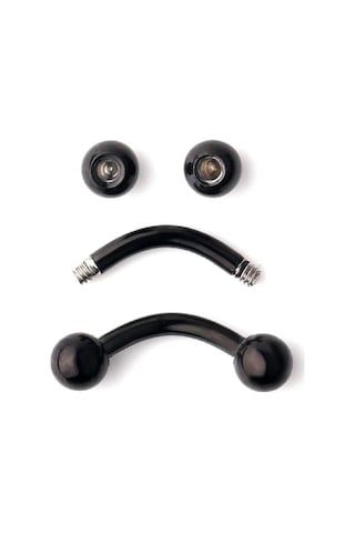 10 Mm Siyah Eğik Kavisli Kaş Piercing Çelik Dudak Helix Tragus Küpe