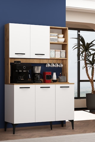 Riva Kahve Köşesi 3 Kapaklı Airfry Kiler Dolabı Çok Amaçlı Erzak Dolabı Sepet-beyaz Sepet-beyaz