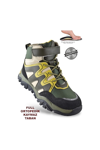 Everest Ortopedik Cırtlı Unisex Çocuk Bot Ayakkabı Çocuk Outdoor Bot Haki