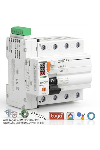 Onoff Tuya Wifi Akıllı 3 Fazlı Kaçak Akım Otomatik Yeniden Kurtarma Zamanlama Uzaktan Kontrol 63 Amper Gyar9-ac-ty Gyl9