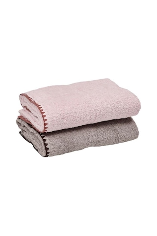 Doqu Home Harmony Seren 2'li Yüz Havlusu Seti 50 X 90 Cm - Pudra / Bej Çok Renkli