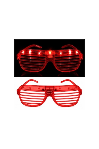 Led Işıklı Panjur Parti Gözlüğü Kırmızı Renk Shutter Gözlük Diğer